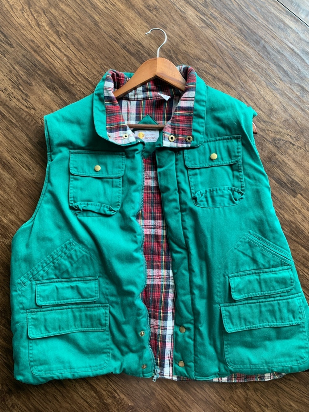 Southern classics 90s Utility Vest with Plaid Lining